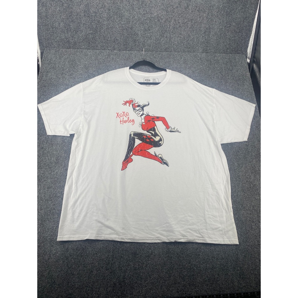 Batman Cult Harley Quinn Graphic T-Shirt Mens 3X White Cotton DC Comics XOXO Tee